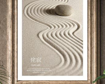 Wabi Sabi Zen Garden Art Print, Japanese Minimalist Decor (Digital Download)