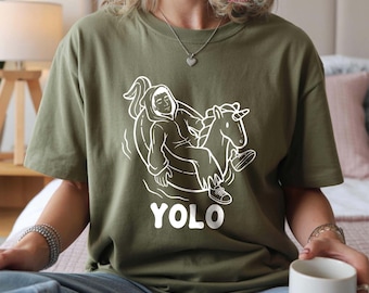 YOLO Chill Shirt, Funny Relaxed Unicorn Tee, Whimsical Hoodie & Cozy Sweatshirt