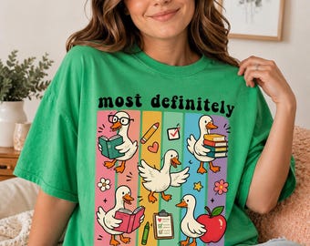 Retro Teacher Shirt, Most Definitely Not All In A Row Goose Tee, Vintage Back To School Shirt, Funny Teacher Gift for Her