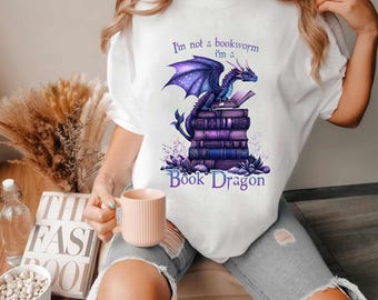 Book Dragon T-Shirt,Book Lover Shirt,Fantasy Reader Shirt,Dragon Sweater,Fantasy Book Lover Shirt, Fantasy Book Lover Gift,Dragon Lover Gift