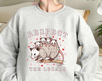 Possum Shirt Cute Respect The Locals Opossum Shirt Possum T-shirt Retro Graphic Tee Women Comfort Colors T-Shirt Possum Tee Unisex Shirt
