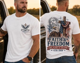 One Nation Under God Shirt, Crown of Thorns Jesus Eagle Tee, 1776-2026 Christian Patriot Gift