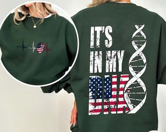 American Flag DNA Shirt, Patriotic USA Pride Tee, Sweatshirt & Hoodie