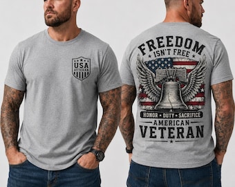 Camiseta "La libertad no es gratis", camiseta de veterano estadounidense, camiseta "Honor, deber, sacrificio", regalo militar patriótico
