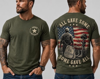 Camiseta "Todos dieron algo, algunos lo dieron todo", camiseta para veteranos estadounidenses, camiseta conmemorativa militar, regalo patriótico para veteranos.