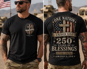 One Nation Under God Shirt, America 250 Shield Tee, Christian Patriotic Flag Shirt, 1776 to 2026 Faith Gift