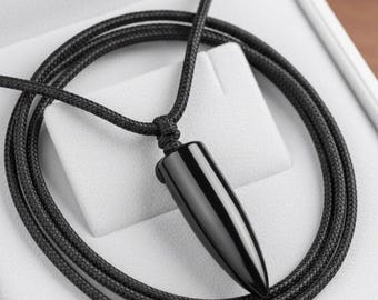 Black Obsidian point Pendant Necklace – Protection Amulet, Minimalist Unisex Jewelry