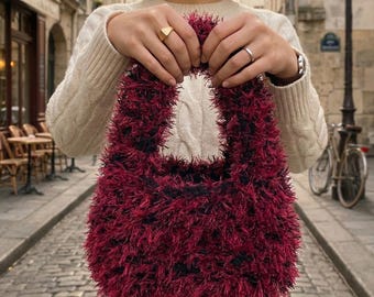 Handmade Fuzzy Knit Mini Bag