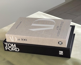 Zwart en beige modieuze boekenboxset van 2, neutrale nepboeken, minimale decoratieve boekenstapel, salontafeldecor