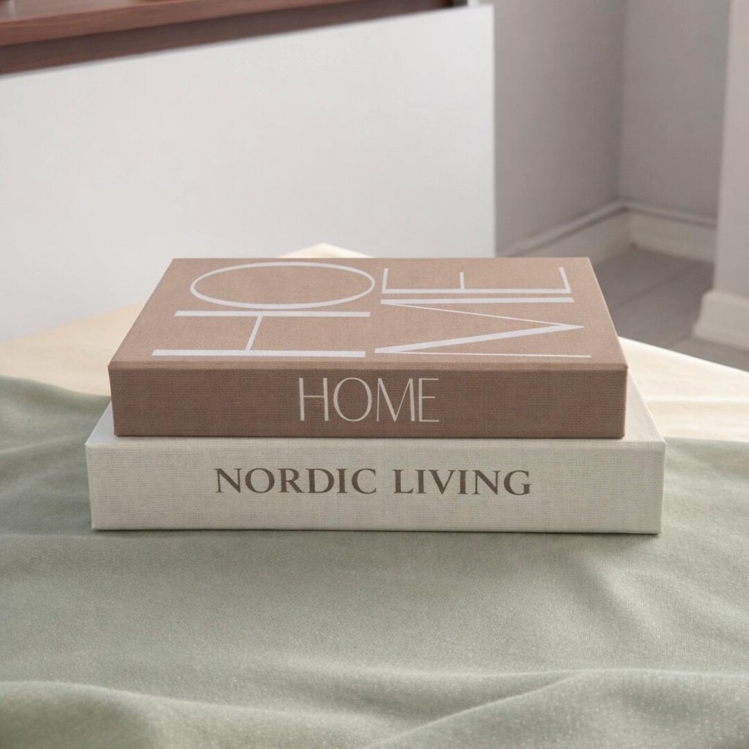 Beige & Cream Nordic Book Box Set of 2, Neutral Faux Books, Minimal ...