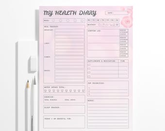 Daily Food and Health Journal, Wellness Tracker (Printable PDF)