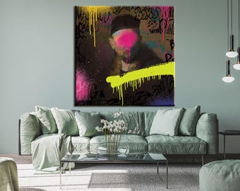 Impresión de arte pop censurada, abstracta moderna, arte mural colorido, decoración del hogar (descarga digital)