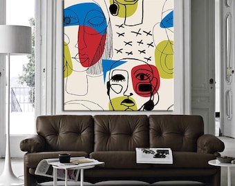 Pop-artprint abstracte gezichten van Akin (digitale download)