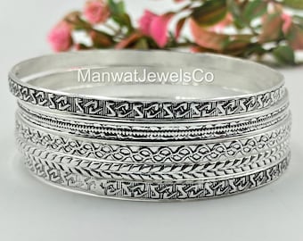 Handmade Sterling Silver Bangle Set: Stackable Minimalist Bracelets