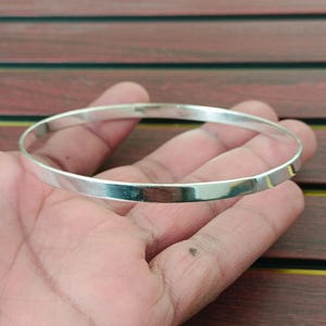 Minimalist 925 Sterling Silver Bangle | Handmade Plain Bracelet