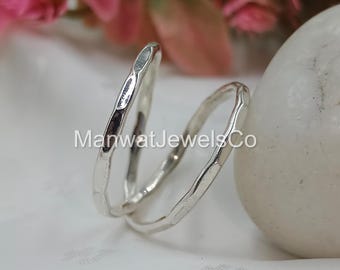 Handmade Hammered Sterling Silver Criss Cross Ring - Adjustable Thumb Ring