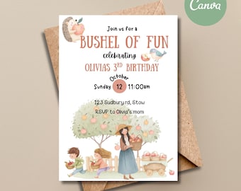 Editable Apple Picking Orchard Birthday Invitation | Fall Birthday Party | Digital Download