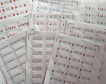 Etiquetas para presente de Natal ou outros - Adesivos para colar em embalagens de presente - Tema de Natal feito à mão