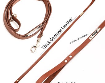 Personalized Dog Leash | Genuine Leather Dog Lead | Custom Name Leather Leash for Dogs | Handmade Durable Pet Leash Gift for Dog Lovers