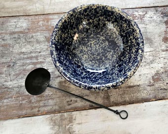 Handforged Serving Ladle - Black Iron Soup Spoon, 15 Inch