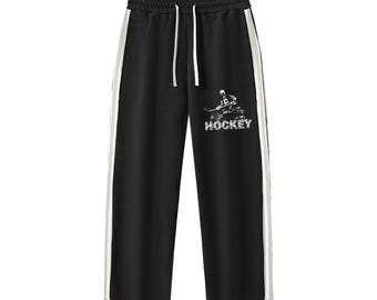 Vintage hockeyjoggingbroek met zijstreep – rechte pijpen