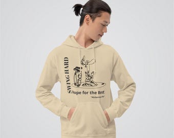 Grappige golfhoodie | Swing Hard, uniseks sportkledingsweater