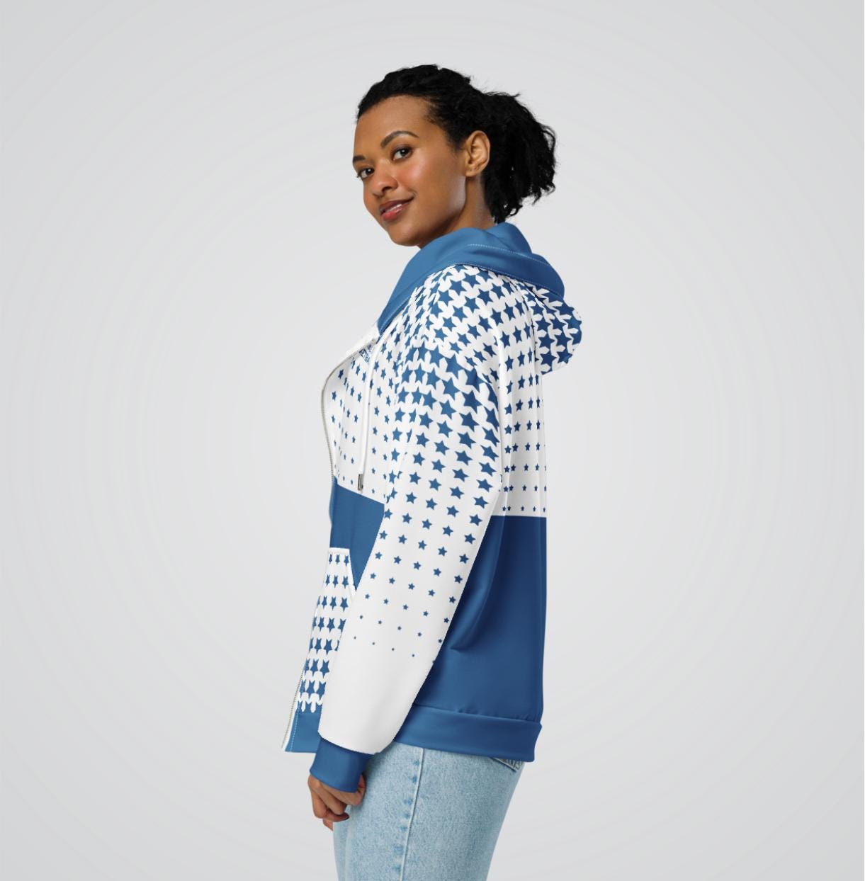 Blue Star Zip-up Hoodie: Athletic Sportswear Sweatshirt - Etsy