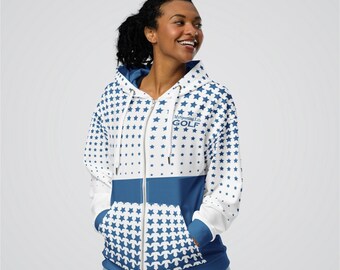 Blue Star Golf-hoodie met rits | Uniseks atletisch sweatshirt