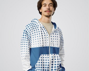 Blue Star Zip-up Hoodie: Athletic Sportswear Sweatshirt - Etsy