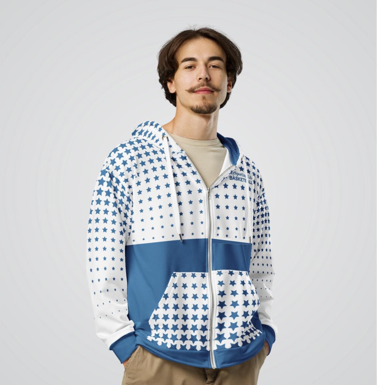 Blue Star Zip-up Hoodie: Athletic Sportswear Sweatshirt - Etsy