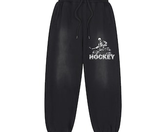 Hockey graphic vintage joggingbroek joggingbroek – gezellige gewassen fleece