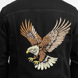Large Bald Eagle Embroidery Patch – Biker Jacket Applique (Digital Download, 10x9.38 inch)