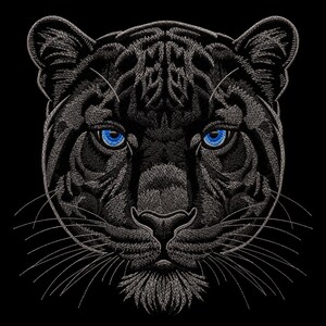 Design de bordado Pantera Negra | Patch traseiro hiper-realista com olhos azuis para jaqueta (Download digital)