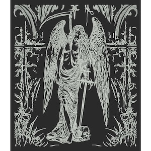 Angel of Death Embroidery Design | Gothic Angel Wings Embroidery Pattern | Dark Fantasy Back Patch | Digital Download