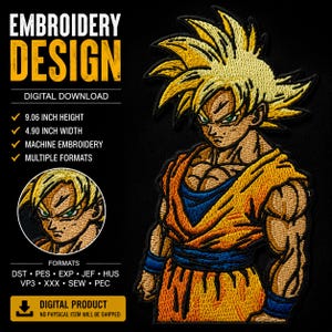 Ultimate Saiyan Warrior – wzór maszyny wielowymiarowej | Natychmiastowe pobranie | Profesjonalny, zdigitalizowany projekt bohatera anime
