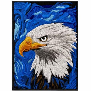 Diseño de bordado de águila calva majestuosa / Parche grande para la espalda de la chaqueta (descarga digital)