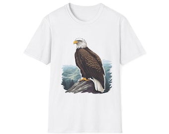 Bald Eagle Graphic T-Shirt, Mountain Wildlife Illustration, Organic Cotton