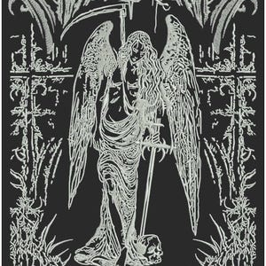 Angel of Death Embroidery Design | Gothic Angel Wings Embroidery Pattern | Dark Fantasy Back Patch | Digital Download