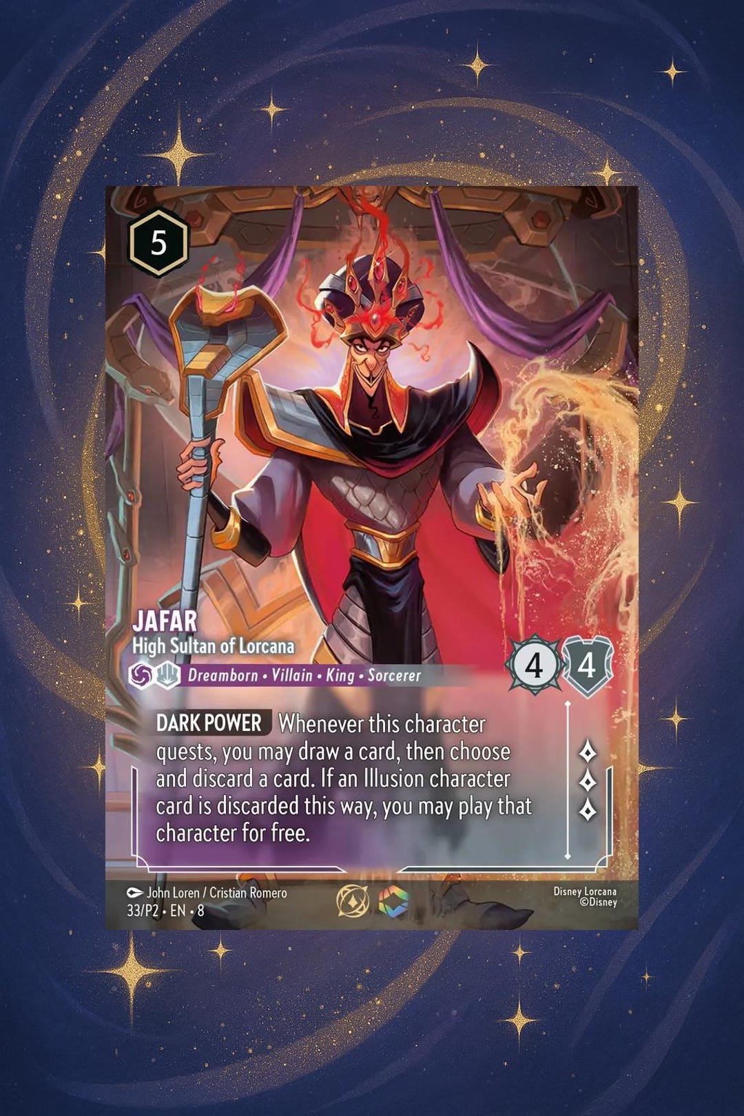 Jafar High Sultan of Lorcana Orica TCG Holo Card Proxy