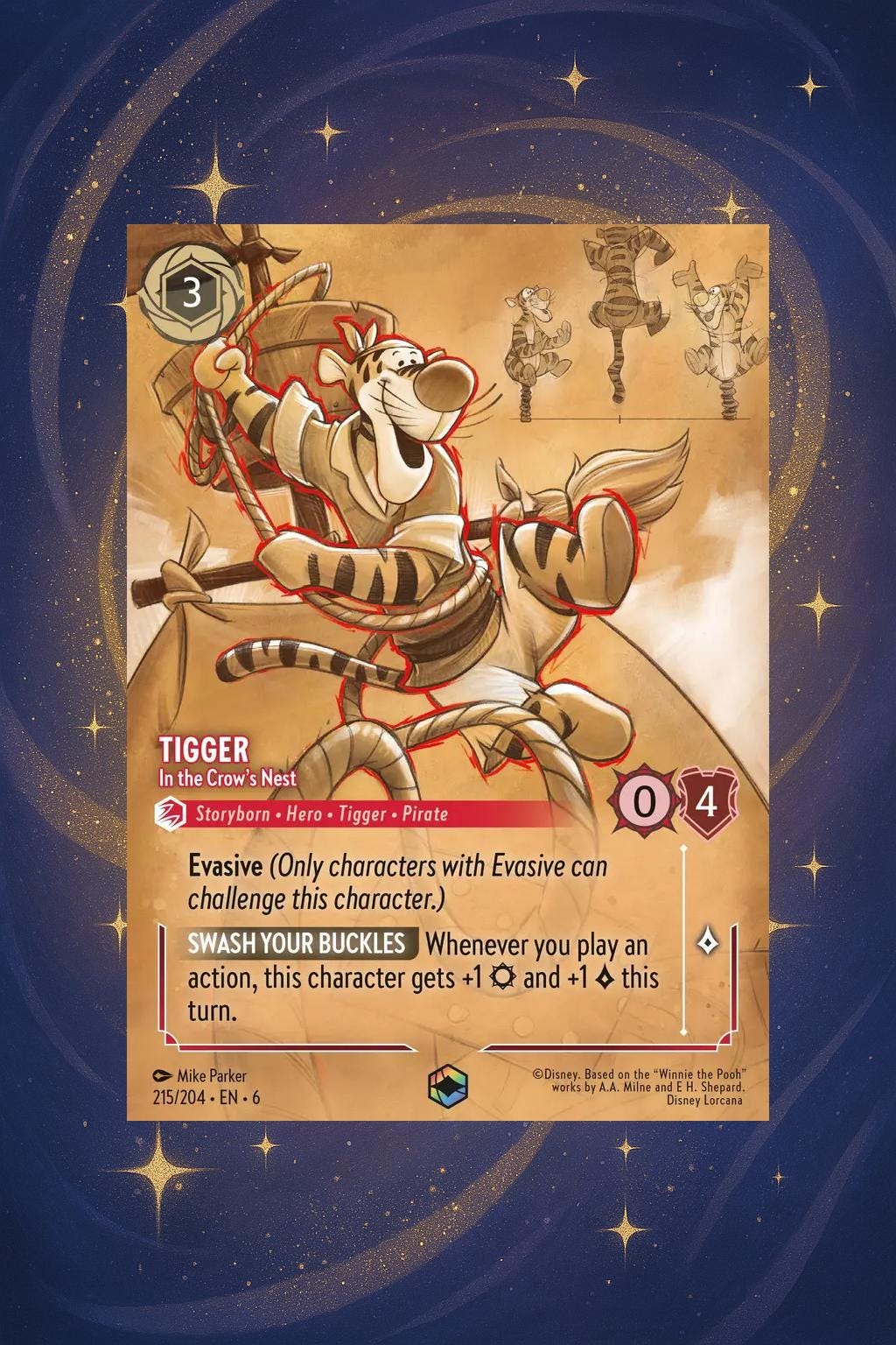 tigger lorcana card - Rise of the Floodborn - - One of a Kind (Common) 3 Character Version Tigger, Bouncing All the Way