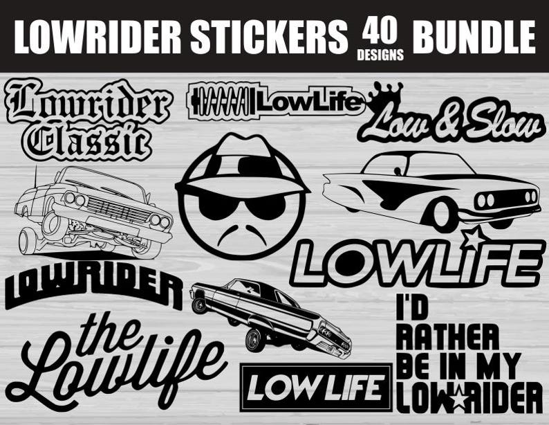 Vector Low Rider Text Lowrider SVG PNG Desing Bundle for Stickers, Lowrider Stickers, Car ...