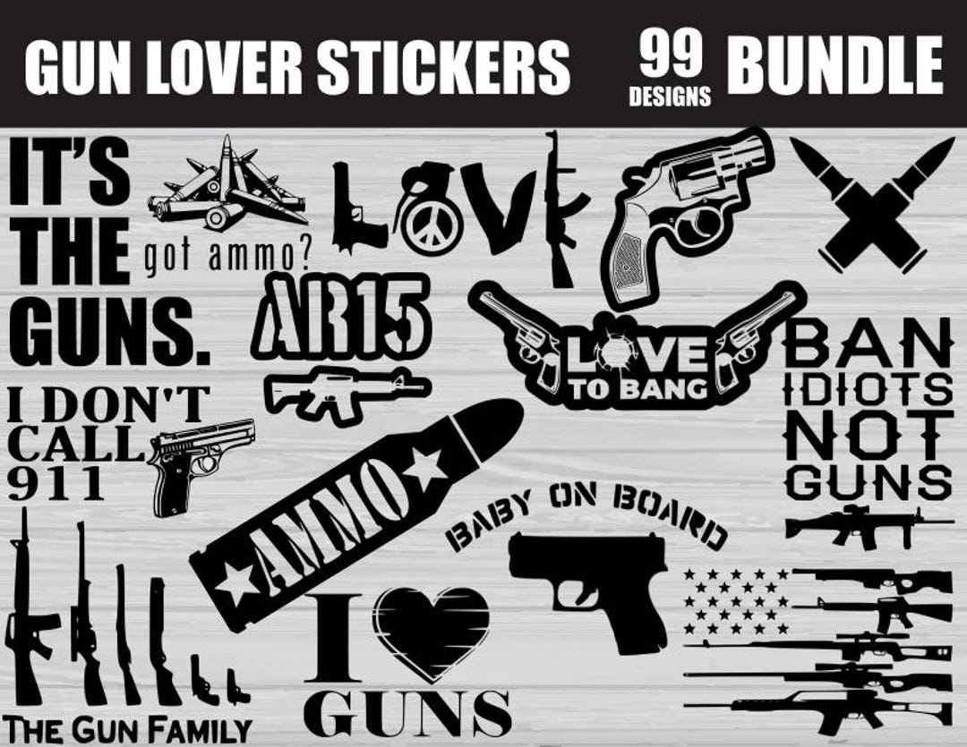 Gun Lover Stickers SVG PNG Design Bundle, Guns My Family Svg Png, Gun ...