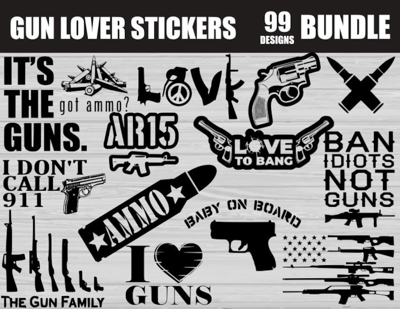 Gun Trigger Sticker Gun Lover Stickers SVG PNG Design Bundle, Guns My Family Svg Png, Gun ...