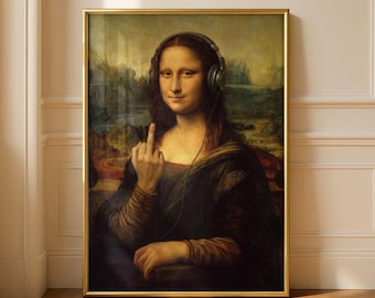 面白いモナリザの中指アートプリント：エクレクティック・オルタード
