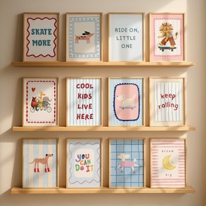Eclectic Playroom Gallery Set of 30, Cool Kids Live Here Print, Colorful Nursery Decor, Whimsical Animal Poster Bundle (Digital Download) image 2