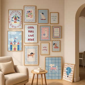 Eclectic Playroom Gallery Set of 30, Cool Kids Live Here Print, Colorful Nursery Decor, Whimsical Animal Poster Bundle (Digital Download) image 5