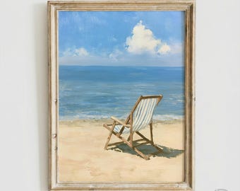 Coastal Beach Chair Printable Wall Art, Relaxing Summer Landscape, Beach House Decor (Digital Download)