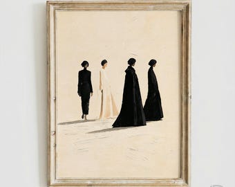 Minimalist Wabi Sabi Wall Art, Textured Fashion Illustration, Modern Living Room Decor (Digital Download)