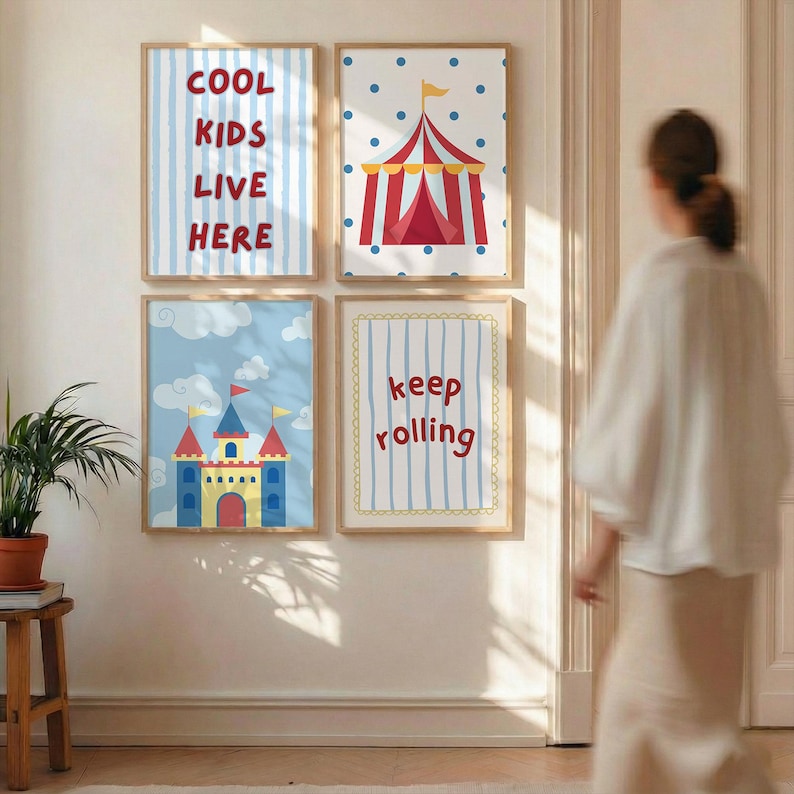 Eclectic Playroom Gallery Set of 30, Cool Kids Live Here Print, Colorful Nursery Decor, Whimsical Animal Poster Bundle (Digital Download) image 6