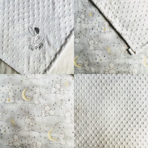 Handmade Personalized Embroidered Baby Minky Flannel/Fleece Blanket 27&quot; x 32&quot; Monogram Custom